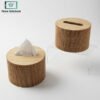 wooden bamboo woven tissue box with jute finish