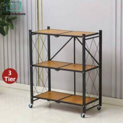 3 shelf iron trolley rack with wheels kitchen