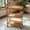 3-tier wooden trolley with wheels