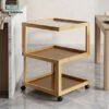 Wooden Trolley 3-Tier with Acrylic Top 1 wooden trolley with acrylic top 3 layers rolling kitchen storage cart with wheels modern organizer