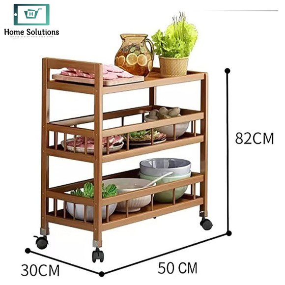 3 Tier Kitchen Trolley with Wheels – Rolling Storage Cart Organizer 4 3 Tier Kitchen Trolley with Wheels – Rolling Storage Cart Organizer - Image 3