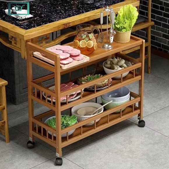 3 Tier Kitchen Trolley with Wheels – Rolling Storage Cart Organizer 3 3 Tier Kitchen Trolley with Wheels – Rolling Storage Cart Organizer - Image 2