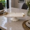 Angela floral ceramic pedestal tray gold accent
