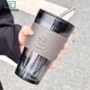 Glass Sipper Cup Tumbler with Leather Sleeve & Straw 2 Glass sipper cup tumbler with leather sleeve and straw