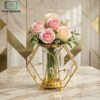 luxury gold crystal flower vase with metal
