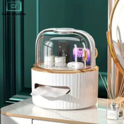 tissue box makeup organizer with acrylic cover dustproof cosmetic storage box