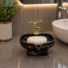Luxury Soap Dish Black Deer 2 Luxury Black Deer Soap Dish Ceramic Bathroom Accessory with Golden Deer Decoration