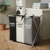 3 Compartment Foldable Laundry Basket 1 3 Compartment Foldable Laundry Basket Fabric Storage Hamper