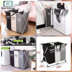 3 Compartment Foldable Laundry Basket 4 basket1 - Home Solutions
