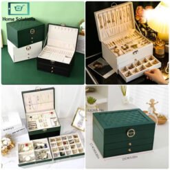 Lockable Jewellery Box 3 Tier Secure Jewelry Organizer 9 box - Home Solutions