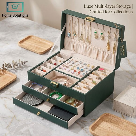 Lockable Jewellery Box 3 Tier Secure Jewelry Organizer 1 Lockable Jewellery Box 3 Tier Secure Jewelry Organizer Storage Case