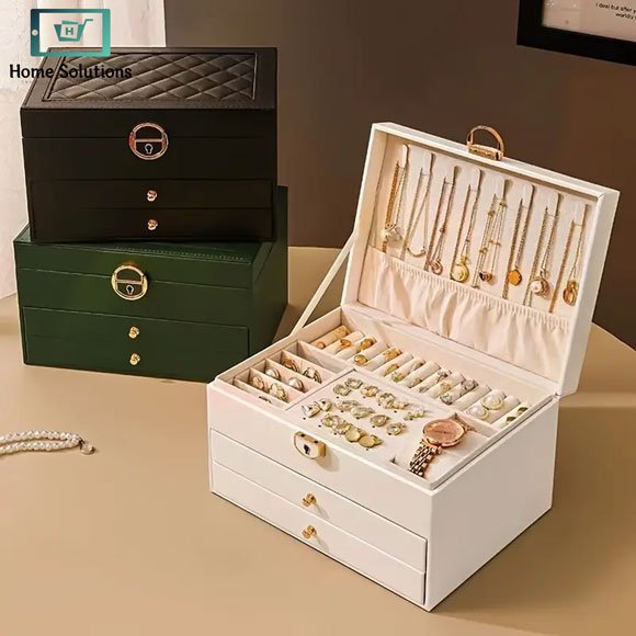 Lockable Jewellery Box 3 Tier Secure Jewelry Organizer 3 Lockable Jewellery Box 3 Tier Secure Jewelry Organizer - Image 3