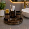 Luxury Bathroom Accessories Set 5 - Black & Gold 2 Luxury Bathroom accessories Set 5 Pieces Modern Bathroom Accessories Organizer Set