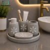 Luxury Bathroom Accessories Set 5 - Gray Star 2 Luxury Bathroom accessories Set 5 Pieces Modern Bathroom Accessories Organizer Set