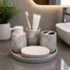 Luxury Bathroom Accessories Set 5 - Floral Design 1 Luxury Bathroom accessories Set 5 Pieces Modern Bathroom Accessories Organizer Set