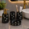 Luxury Bathroom Accessories Set 4 pcs - Black Sun Flower 2 Luxury Bathroom accessories Set 4 Pieces Modern Bathroom Accessories Organizer Set