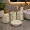Luxury Bathroom Accessories Set 4 pcs - Apple White 1 Luxury Bathroom accessories Set 4 Pieces Modern Bathroom Accessories Organizer Set