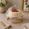 Brilliant Cake Stand with Glass Dome Lid & Gold Metal Base - 13-Inch 2 Brilliant 13 inch cake stand with glass dome lid and gold metal base elegant dessert display stand