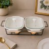 Brilliant Ceramic Chafing Dish Set - 12-Inch 1 Brilliant ceramic chafing dish with lid and metal candle stand