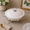 Brilliant Round Ceramic Chafing Dish - 12-Inch 2 Brilliant ceramic chafing dish with lid and metal candle stand