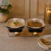 Ceramic Chafing Dish with Metal Candle Stand - 11-Inch 1 Brilliant ceramic chafing dish with lid and metal candle stand