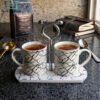 Luxury Ceramic Coffee & Tea Mug Set with Tray 2 Ceramic coffee and tea mug set with tray