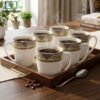 Elegant Bone China Mug Set 6pcs - Royal Heritage 2 Elegant Bone China Mug Set 6pcs with Turquoise and Silver Design