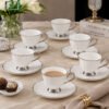 Brilliant Cup & Saucer Set 6 Pcs – Silver Rim 1 Brilliant 6pcs ceramic cup & saucer set for elegant tea and coffee serving