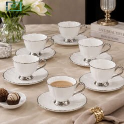 Brilliant 6pcs ceramic cup & saucer set for elegant tea and coffee serving