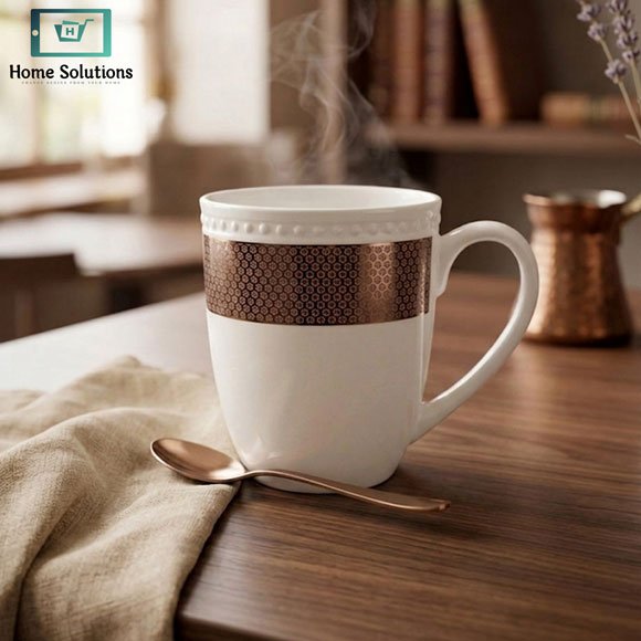 Elegant Bone China Mug Set 6pcs - Royal Amber 4 Elegant Bone China Mug Set 6pcs - Royal Amber - Image 2