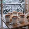 Elegant Bone China Mug Set 6pcs - Regal Greek 2 Elegant Bone China Mug Set 6pcs with Turquoise and Silver Design