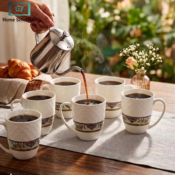 Royal Bone China Mug Set 6pcs 3 Elegant Bone China Mug Set 6pcs with Turquoise and Silver Design