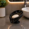 Luxury Marble Soap Dish - Black 1 Luxury Black Marble Soap Dish Ceramic Bathroom Accessory with Modern Marble Finish