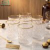Glass Set of 6 with Gold Rim 1 Glass Set of 6 with Gold Rim Luxury Drinking Glasses