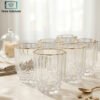 Flower Shape Crystal Glass Set of 6 with Gold Rim 2 Flower shape crystal glass set of 6 with gold rim elegant luxury drinkware set for juice and water