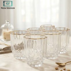 Flower shape crystal glass set of 6 with gold rim elegant luxury drinkware set for juice and water