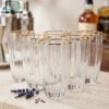 Flower Shape Crystal Glass Set of 6 with Gold Rim - Long Drink Glass 1 Flower shape crystal glass set of 6 with gold rim elegant luxury drinkware set for juice and water