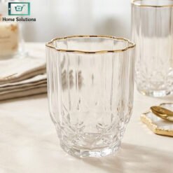 Flower Shape Crystal Glass Set of 6 with Gold Rim 5 glass1 - Home Solutions