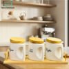 Jar Set 3Pcs with Stand – Kitchen Storage Container Set 1 3pcs tea coffee sugar jar set with stand for stylish kitchen storage and countertop organization