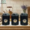 Metal Airtight Jar Set Tea Coffee & Sugar 1 Metal Airtight Jar Set for Tea Coffee and Sugar Kitchen Storage