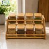 Premium Glass Jar Set 8Pc with Wooden Rack 2 jars - Home Solutions