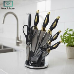 Luxury Kitchen Knife Set 8 Piece with Rotating Stainless Steel Stand