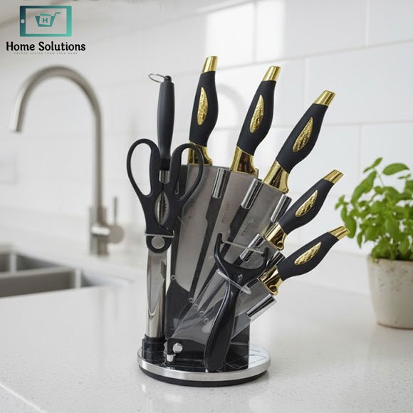 Luxury Kitchen Knife Set 8 Piece with Rotating Stand 2 Luxury Kitchen Knife Set 8 Piece with Rotating Stainless Steel Stand