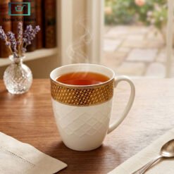 Elegant Bone China Mug Set 6pcs - Golden Weave 5 mug4 2 - Home Solutions