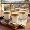 Elegant Bone China Mug Set 6pcs - Golden Weave 2 Elegant Bone China Mug Set 6pcs with Turquoise and Silver Design