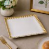 Ceramic Serving Plate with Gold Metal Rim - 10-Inch Square 1 Brilliant 10-inch square ceramic serving plate with gold metal rim elegant dessert and appetizer serving plate