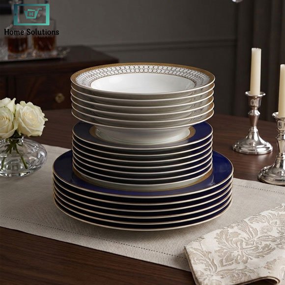 Premium Super Bone China Plate Set 18 Piece 3 Premium Super Bone China Plate Set 18 Piece Royal Blue Luxury Dinnerware