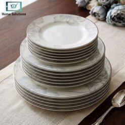 Premium Super Bone China Plate Set 18 Piece Royal Blue Luxury Dinnerware