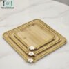 Exquisite Bamboo Platter Golden Flower Wooden Serving Tray Set of 3 1 Exquisite bamboo platter golden flower wooden serving tray set of 3 for tea snacks and elegant serving