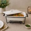 Brilliant Ceramic Casserole with Metal Stand & Lid 10.25-Inch 2 Brilliant ceramic casserole with lid and metal stand 10.25 inch elegant serving dish for hot meals